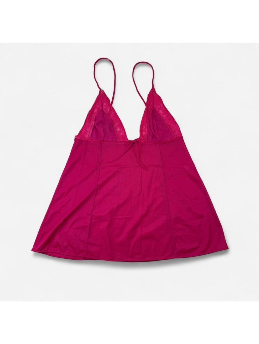Vintage Magenta Pink Lace Trim Swing Cami Tank Top